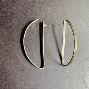 Industrial Contemporary Brass Half Hoops